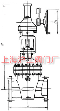 Z540H、Z540Y、Z540W 型 PN16~PN160 鋼制錐齒輪傳動楔式閘閥主要外形及結構尺寸示意圖